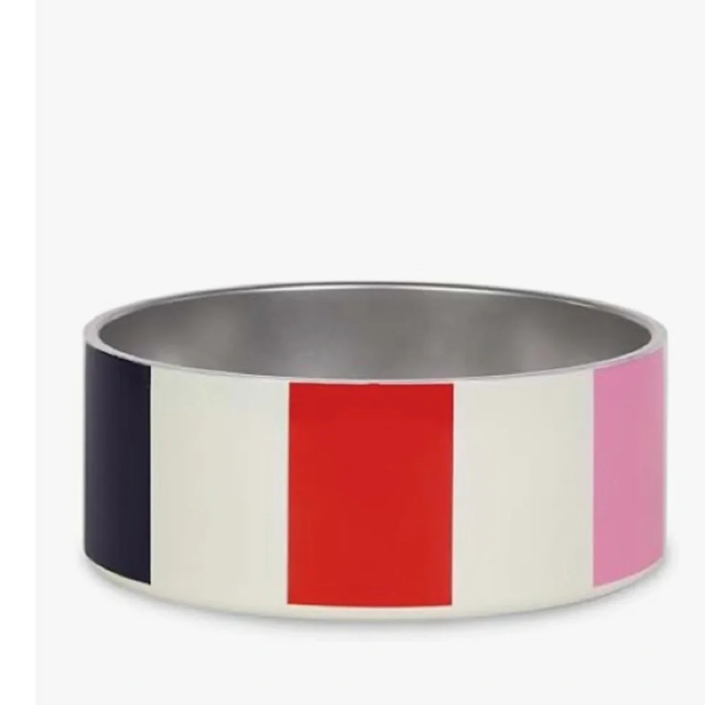 NEW kate spade multi-colored Striped Dog Bowl. pink/red/blue/green adorable!